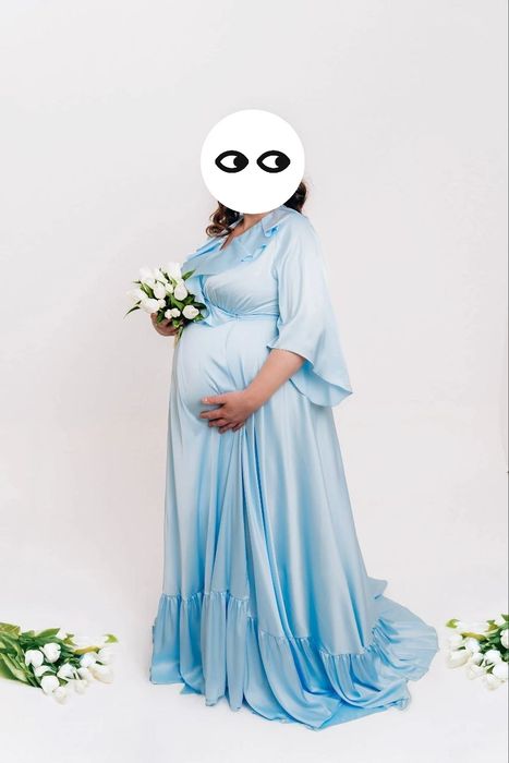 Сукня жіноча на запах блакитна