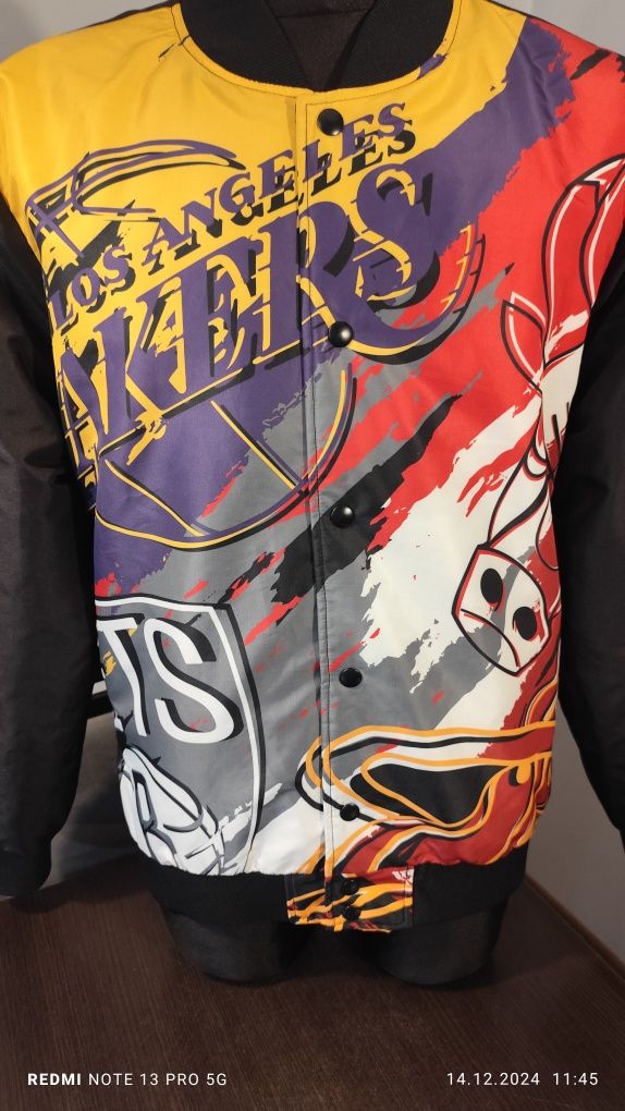 Kurtka NBA Bomber Jacket Lakers Bulls Heat Nets Bomberka bejsbolówka