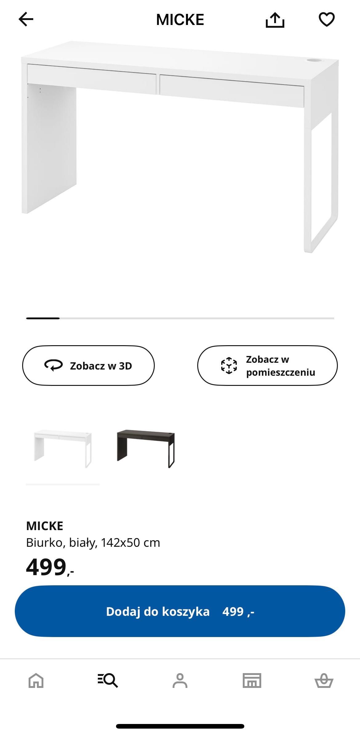 Sprzedam biurko IKEA MICKE 142x50 – biały mat