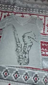 Tshirt chłopięcy konik morski saksofon 110 cm