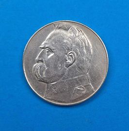 Polska II RP 10zł 1936, Piłsudski, dziadek, bdb stan srebro 0,750