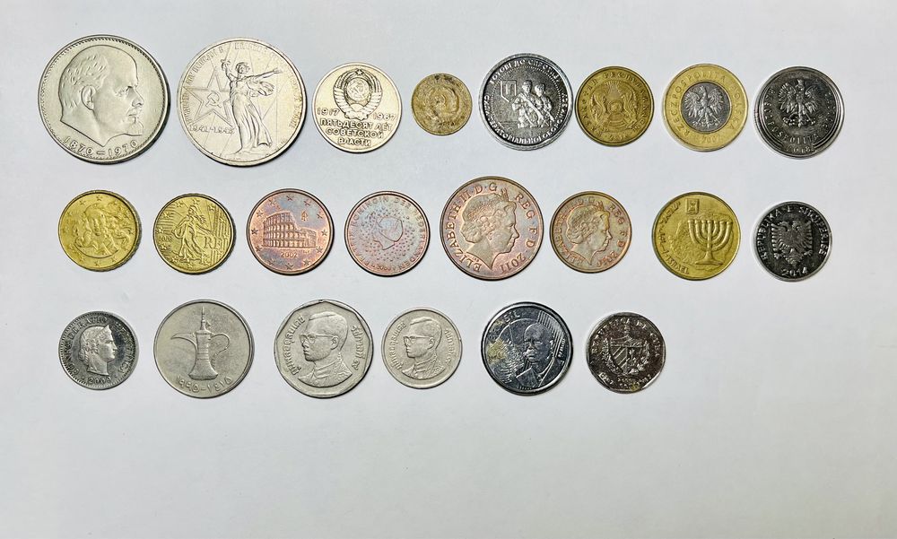 Монеты Албания Англия Швейцария Израиль Бразилия Тайланд Куба и др