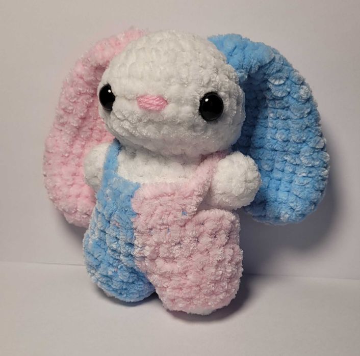 Pastelowy mini króliczek, Króliczek na szydełku, Maskotka króliczka