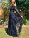 Maya Deluxe 38 M Granatowa Sukienka Zdobiona Maxi Bridesmaid J28784
