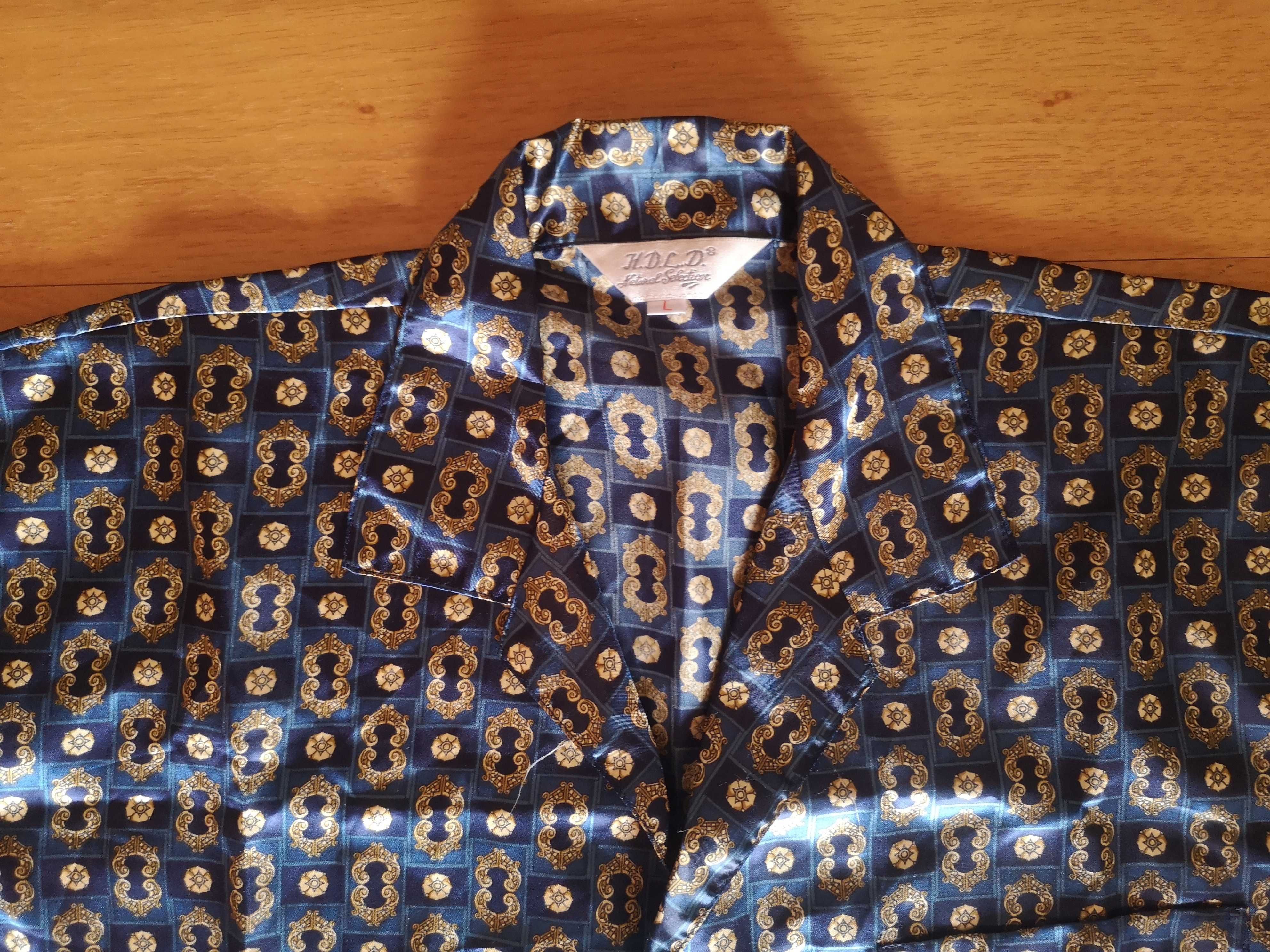 Pijama de Homem em Cetim - Tamanho L - Azul