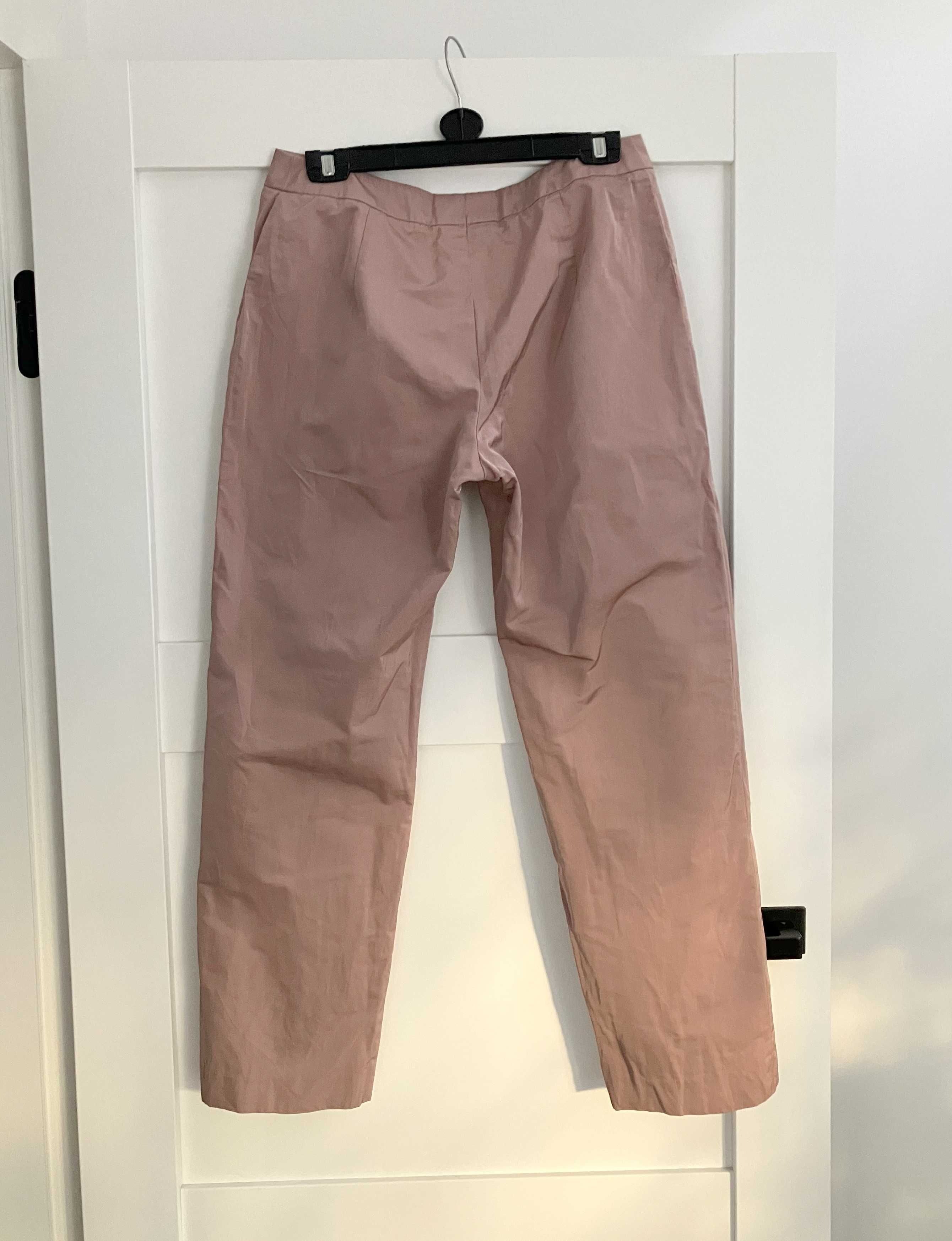 Spodnie MaxMara z jedwabiem cygaretki brudny róż premium