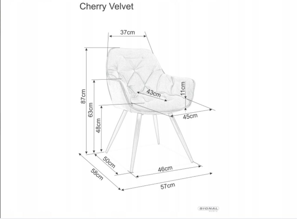 Komplet krzesła Cherry Velvet Signal 4 sztuki szare