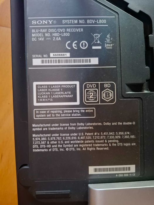 Sistema de Som SONY BDV-L800
