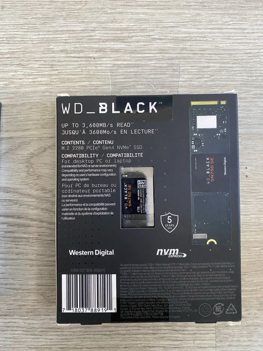 Disco SSD Interno WD Black SN750 (1 TB - NVMe - 3470 MB/s)