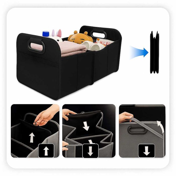 Duży składany organizer do bagażnika auta oxford torba kufer samochod