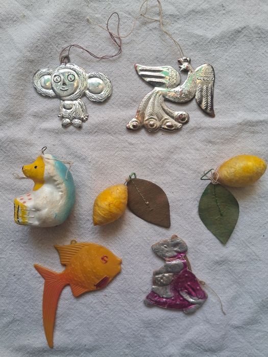 Іграшки новорічні вінтаж їжак лимон картонаж Чебурашка