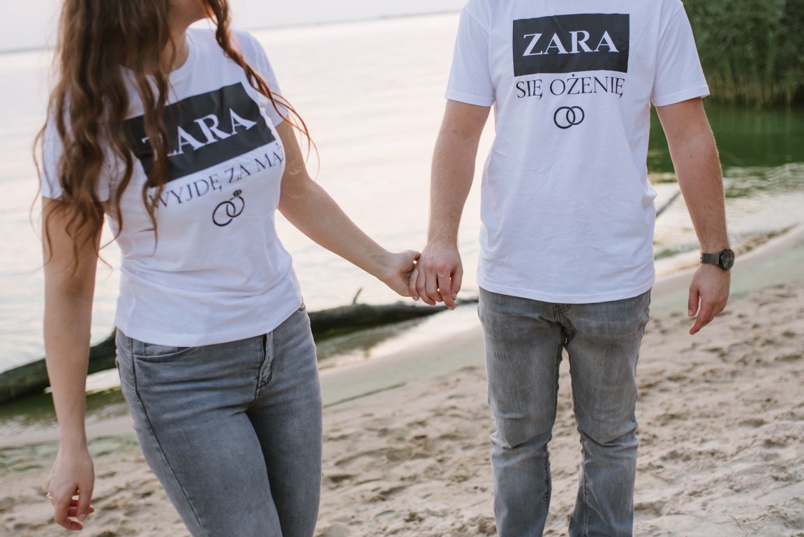 Komplet dwóch t-shirtów ZARA dla narzeczonych