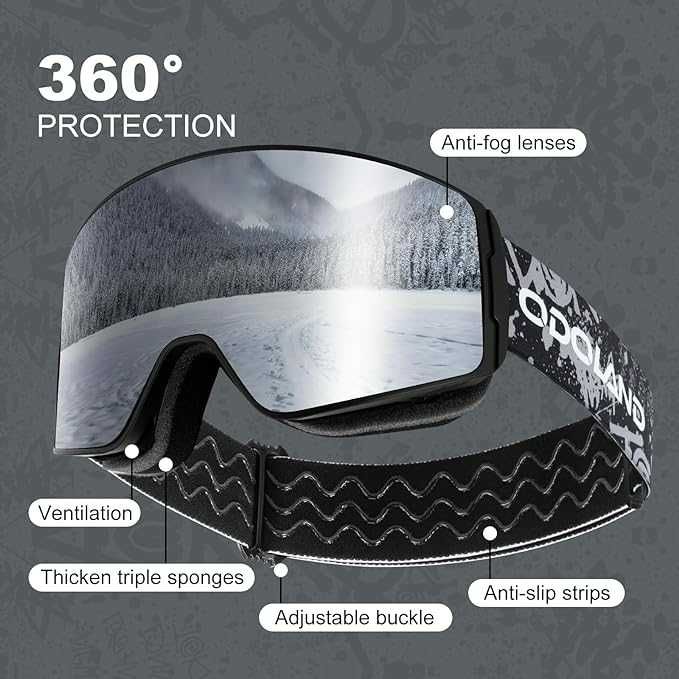 Gogle narciarskie Odoland kompatybilne z kaskiem ochrona przed UV