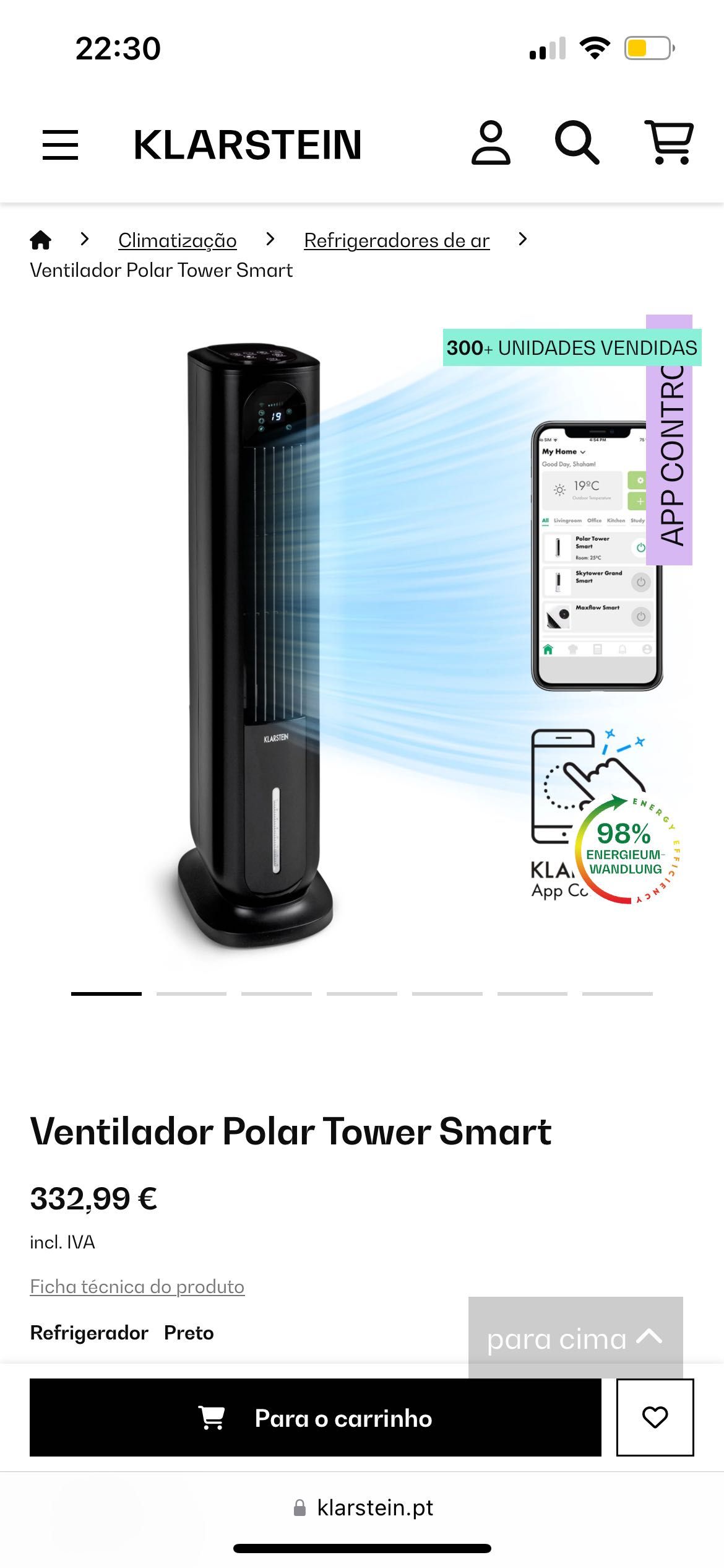 Refrigerador de Ar - Polar Tower Smart da Klarstein