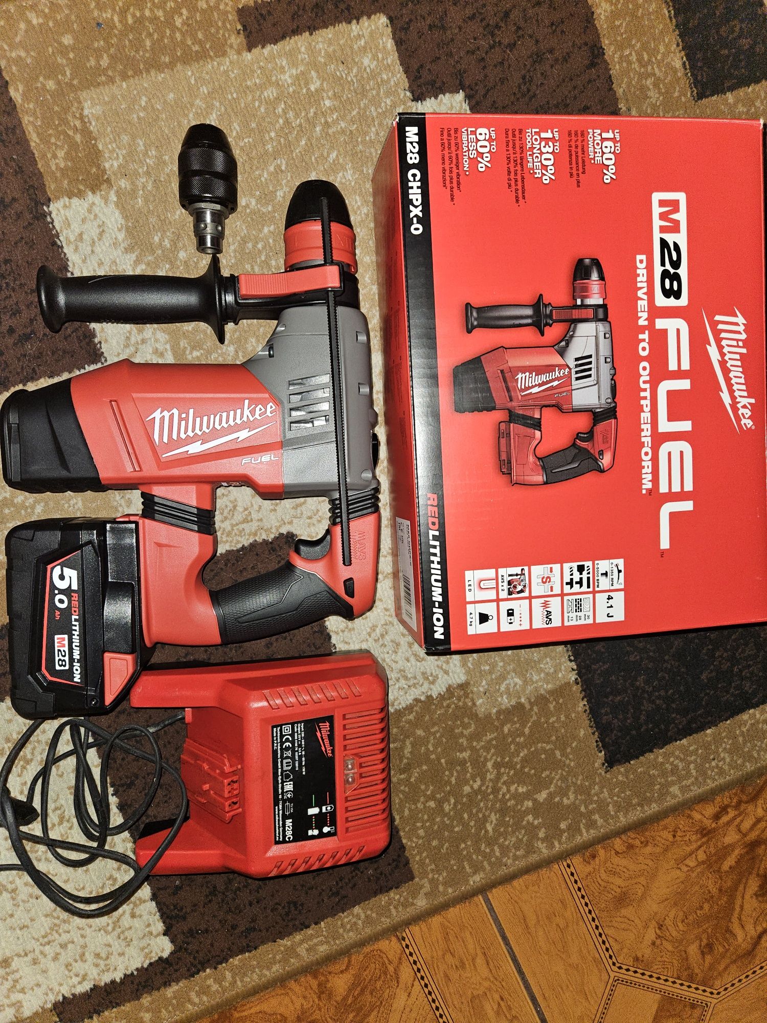 Młotowiertarka akumulatorowa Milwaukee M28 CHPX-502X SDS-Plus 4.1J 28V