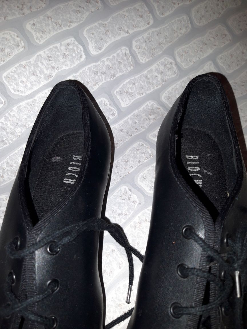 Туфли на каблуке женские 38 танцы степ чечётка Bloch кожаные чёрные