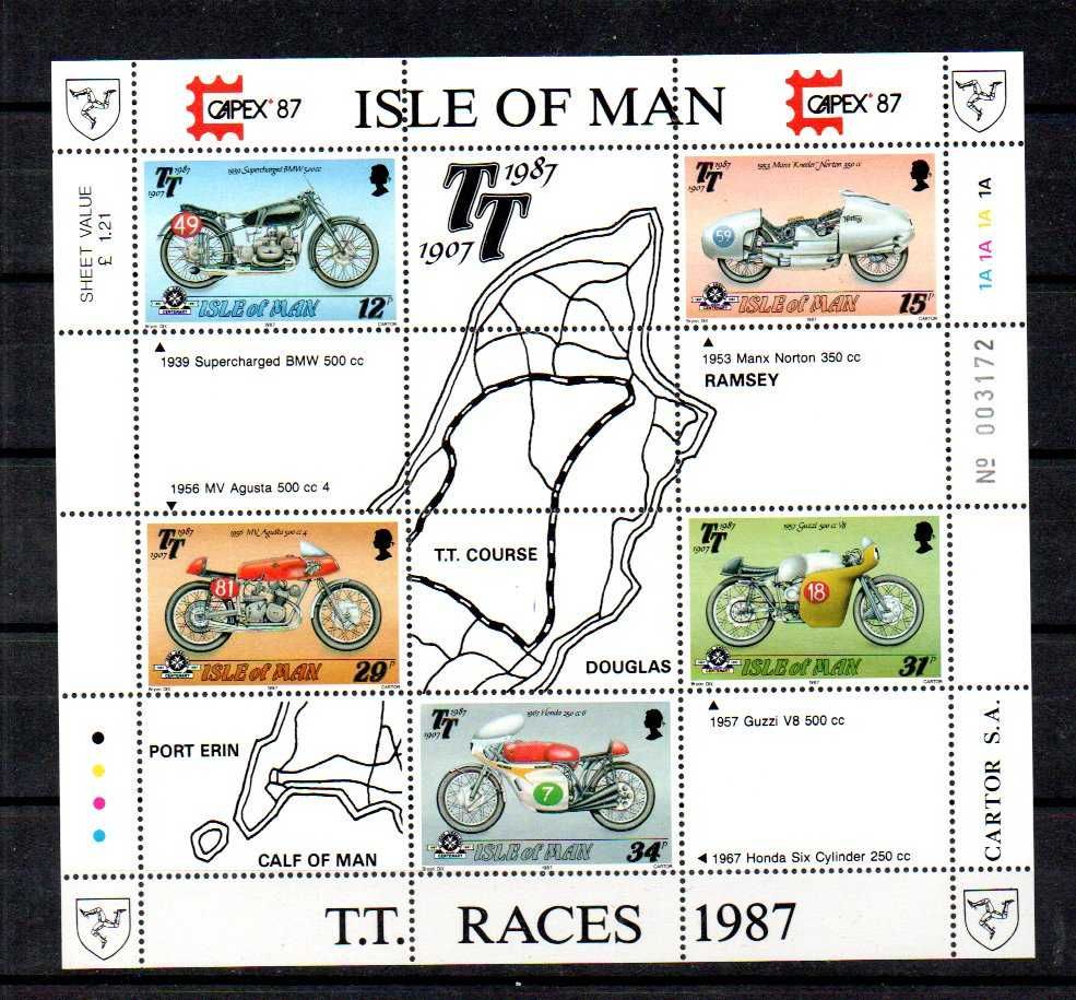 Znaczki Isle of Man - Motor, motocykle, blok