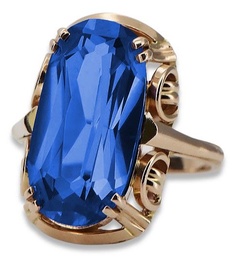 Pierścionek z czerwonego złota 14k 585 z Szafirem vrc038 Vintage 16/
