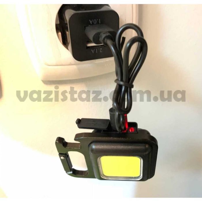 Фонарик 500mAh брелок карабин магнит LED COB мини от USB