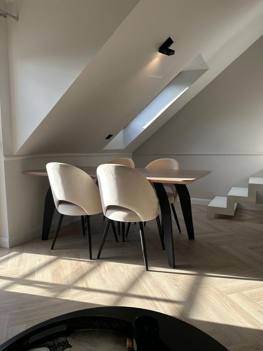 Drewniany jasny zabielany rozkładany stół 180x95 cm + 2x50 cm