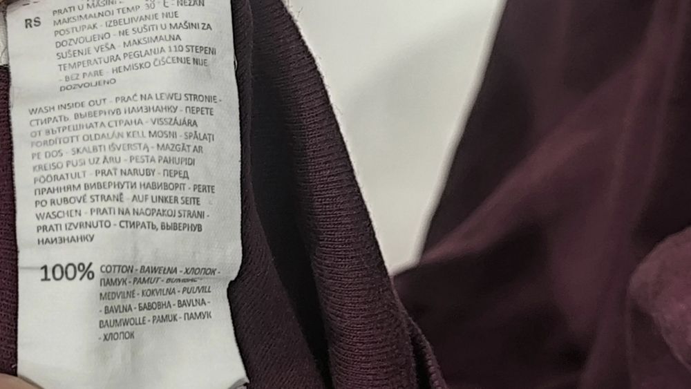 Bawełniana Koszulka Burgundowa z kieszonką rozmiar M