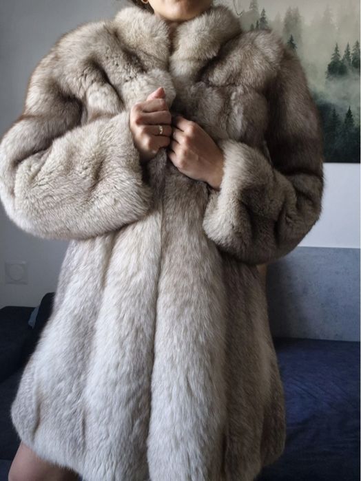 Futro natura z lisa niebieskiego stan super