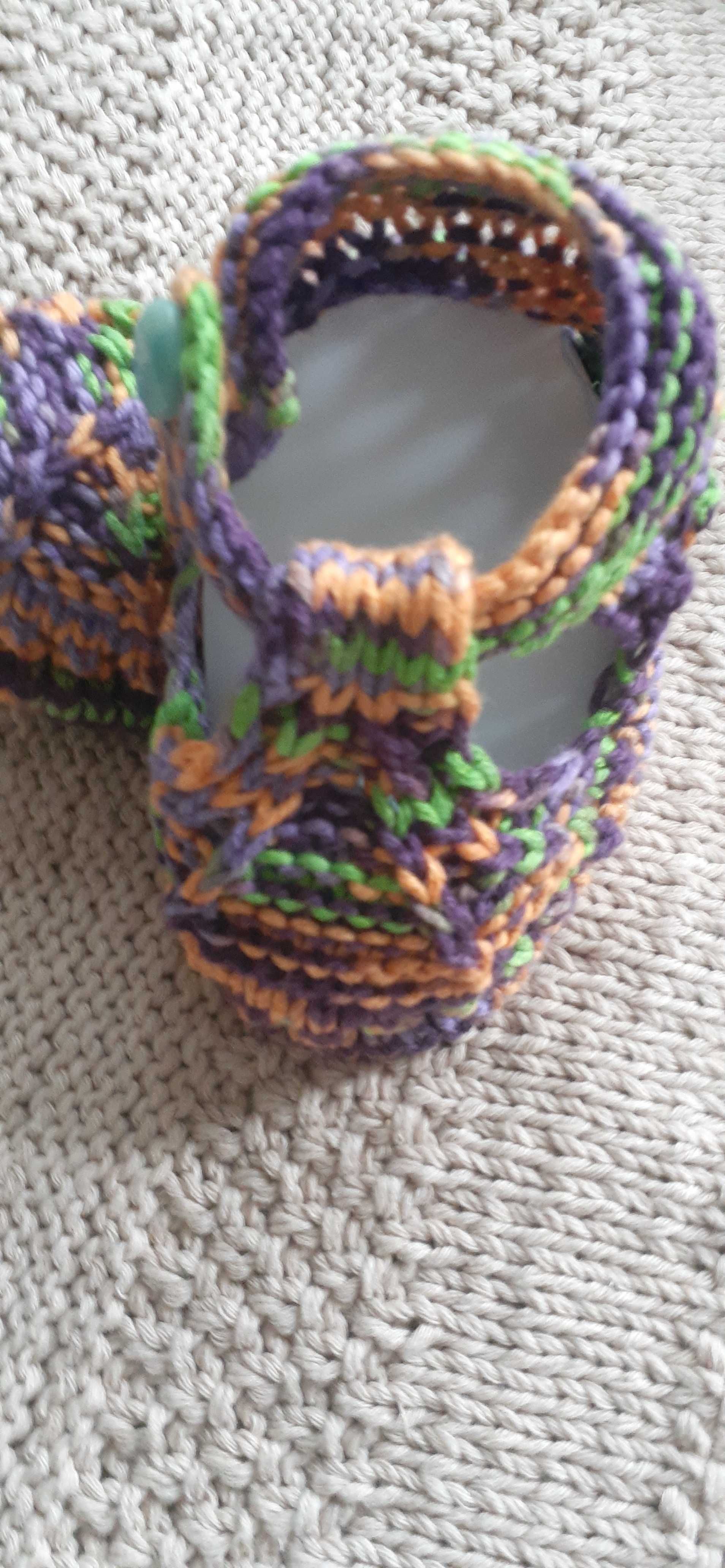 Пинетки ботиночки -сандалии для младенцев,вязаные на лето из хлопка