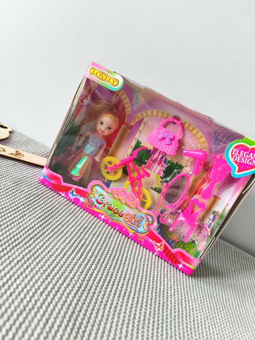 Lalka dla dziecka laleczka mała + rower akcesoria Wyprzedaż zabawka