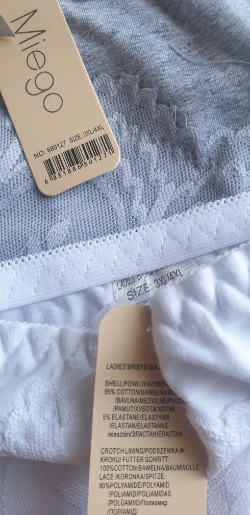 3×Damskie majtki figi z koronką 2/3 XL Miego