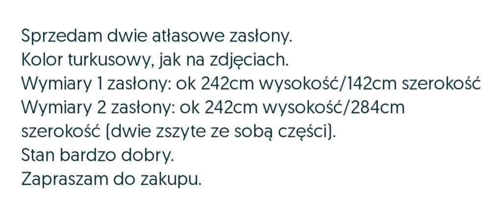 Zasłony turkusowe