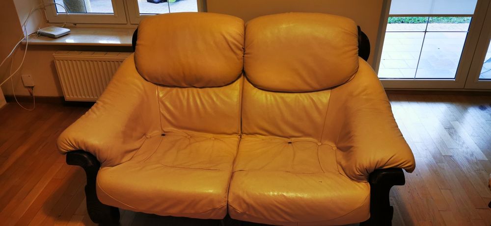 Sofa 2os. + fotel skórzane