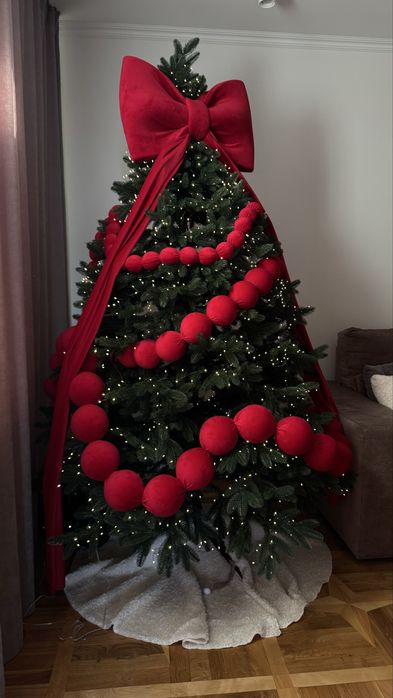 Буси декоративні для ялинки та фасаду. Гірлянда оксамитова