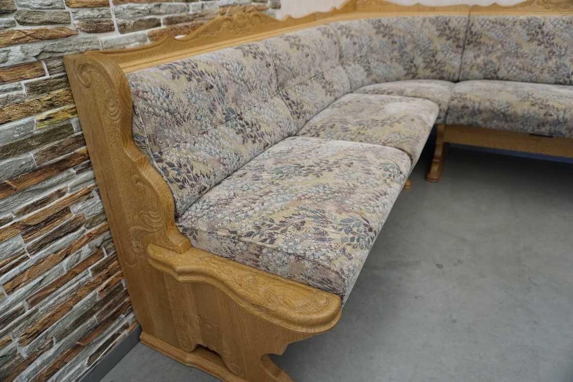 Komplet narożnik kuchenny z litego dębu + stół + 2 krzesła (k-497)