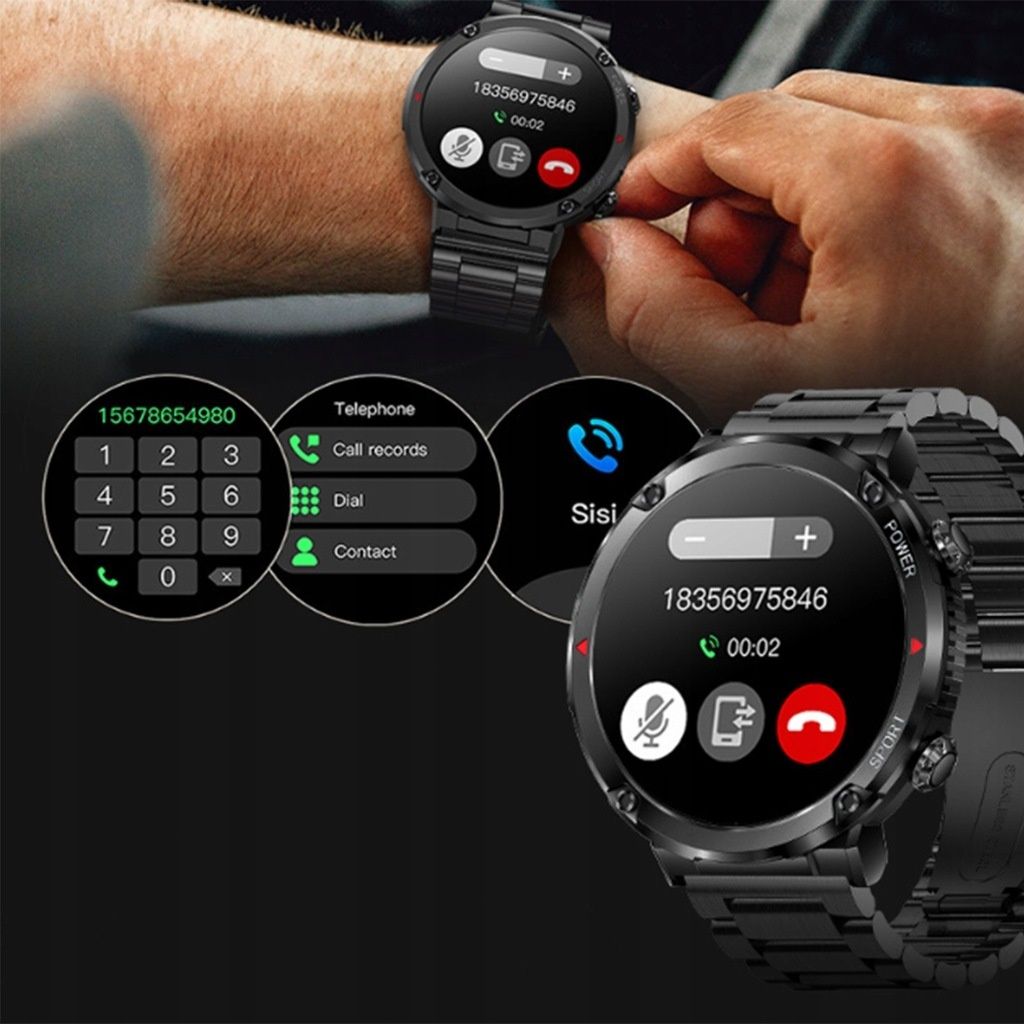 Inteligentny Zegarek SmartWatch Męski 600mAh IP67 Menu PL + GRATIS