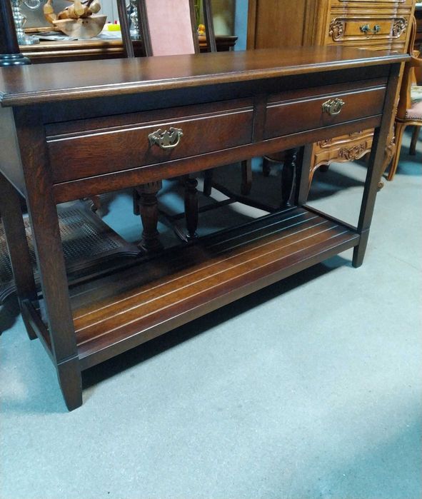 Konsola przyścienna dębowa stolik lite drewno solidnie wykonana