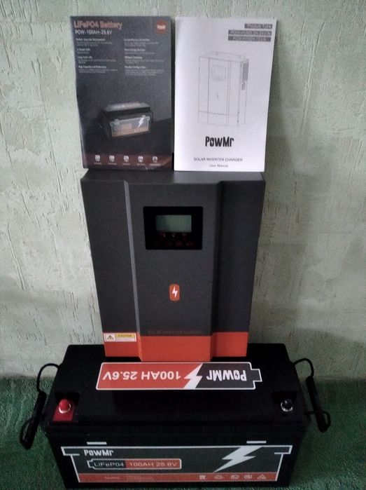 Комплект Гібридний інвертор PowMr 3.2kw 24v + LiFePo4 АКБ 25.6V 100Ah