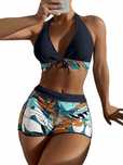 Strój Kąpielowy Dwuczęściowy Wygodny Elastyczny Spodenki Plus Size 3xl