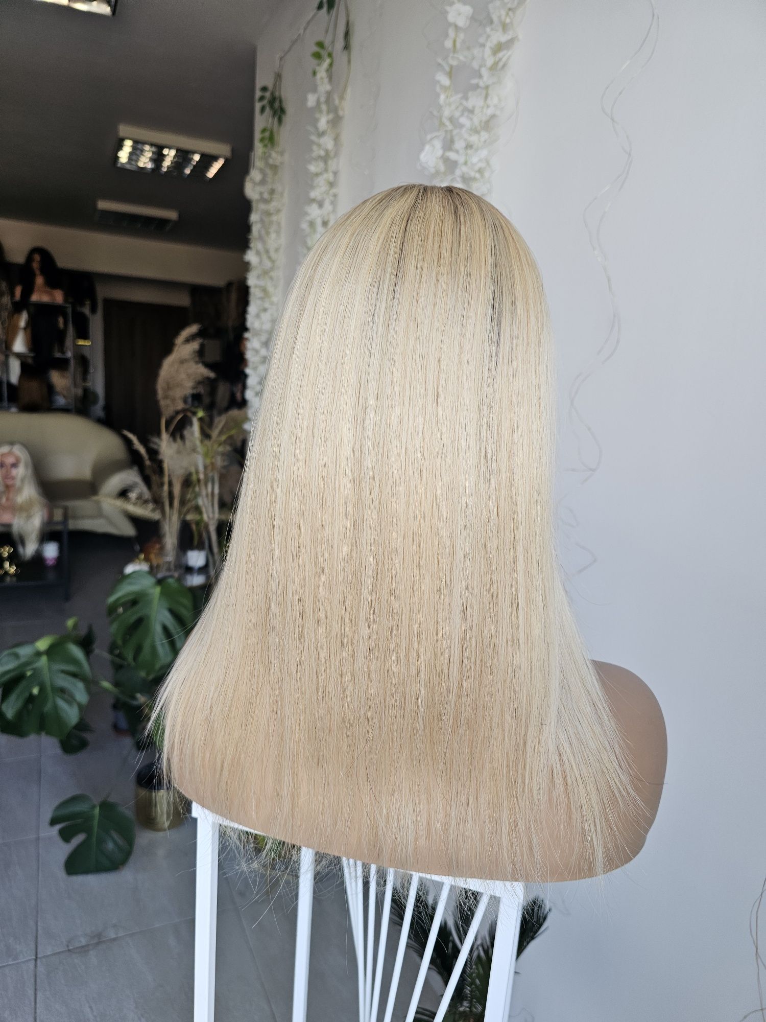 Topper tupet z włosów naturalnych jasny blond duża baza Kris 50 cm