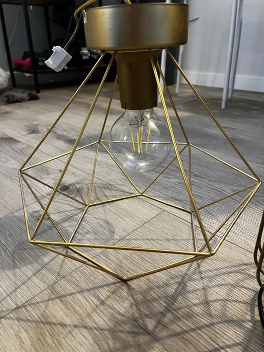 Lampa wisząca i lampka nocna złota, komplet