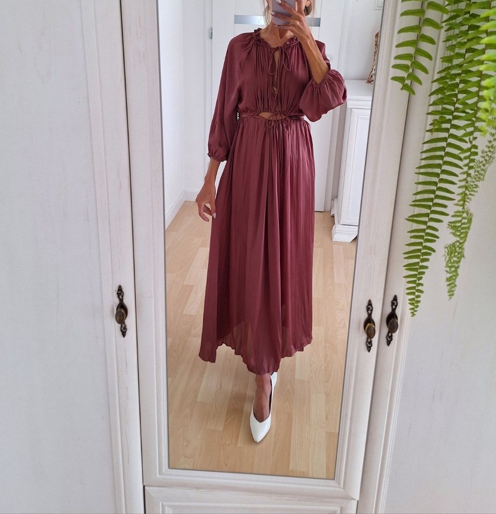 Sukienka satynowa MIDI zara