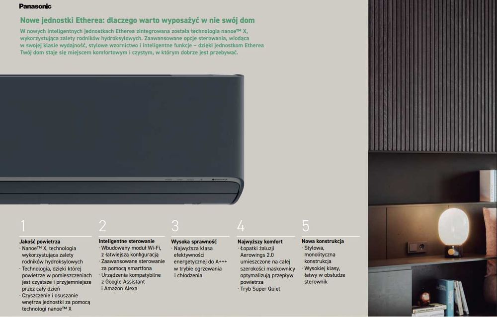 Klimatyzacja do ogrzewania Panasonic ETHEREA 3,5 kW A+++ z montażem