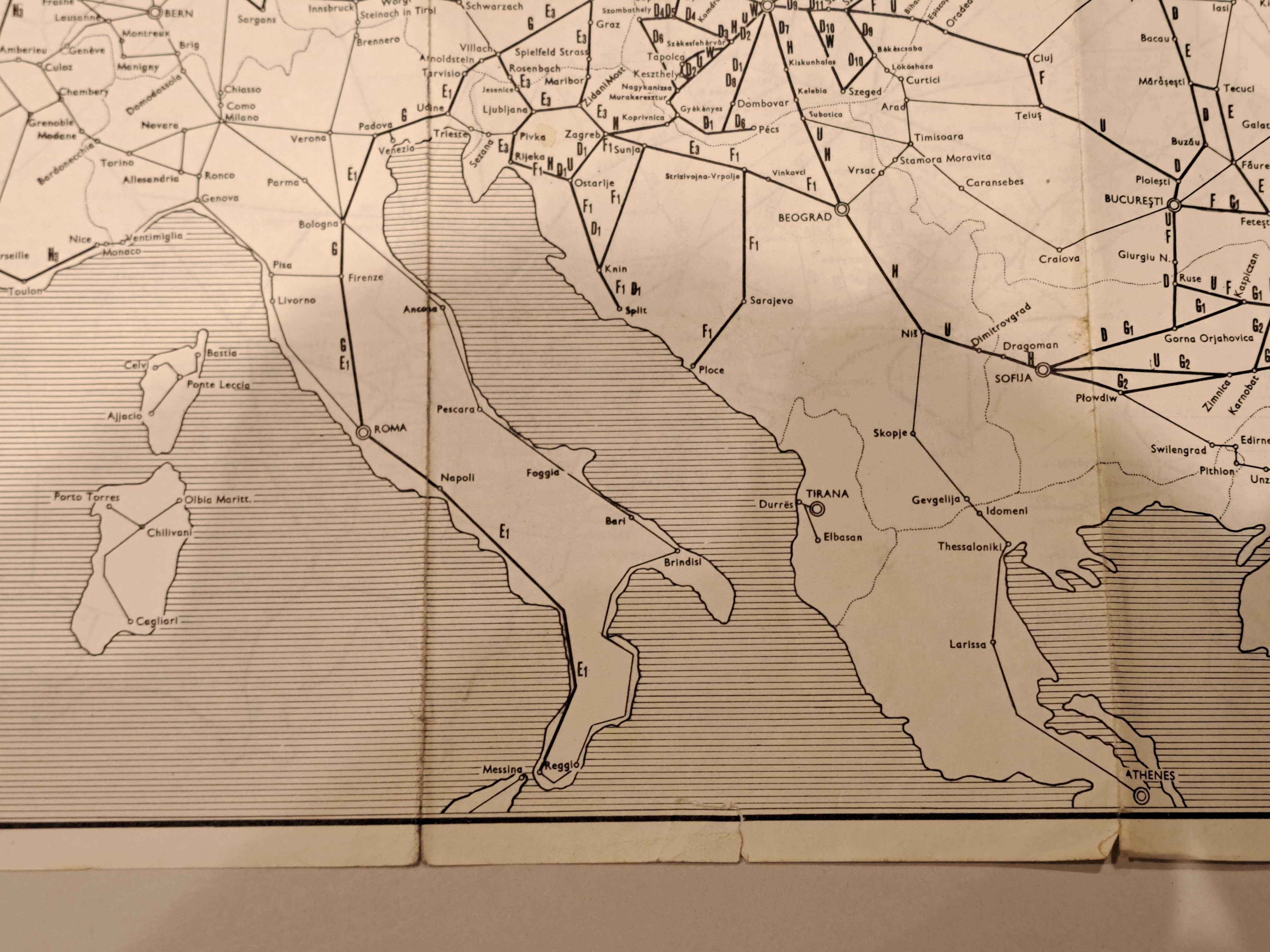 PRL 1974/75 Mapa PKP Mapa schematyczna sieci kolejowej Europa i Polska