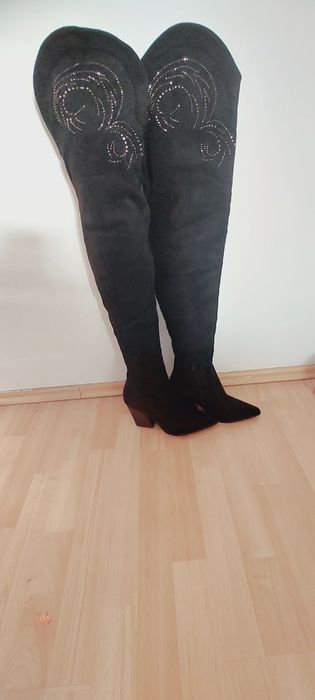 Kozaki za kolano zamszowe zamsz 39 długie