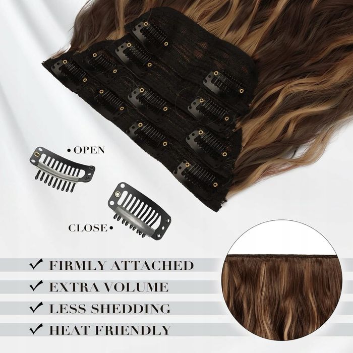 Peruka 4 szt Przedłużanie włosów na zatrzask 20 cali