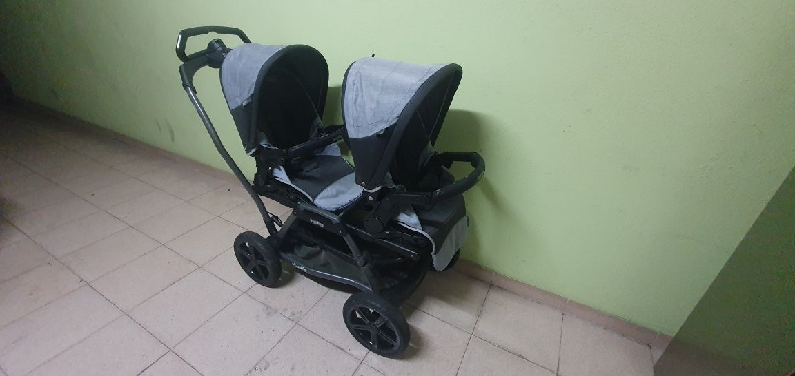 Carrinho duplo bebé + Ovo Auto c/Suporte
