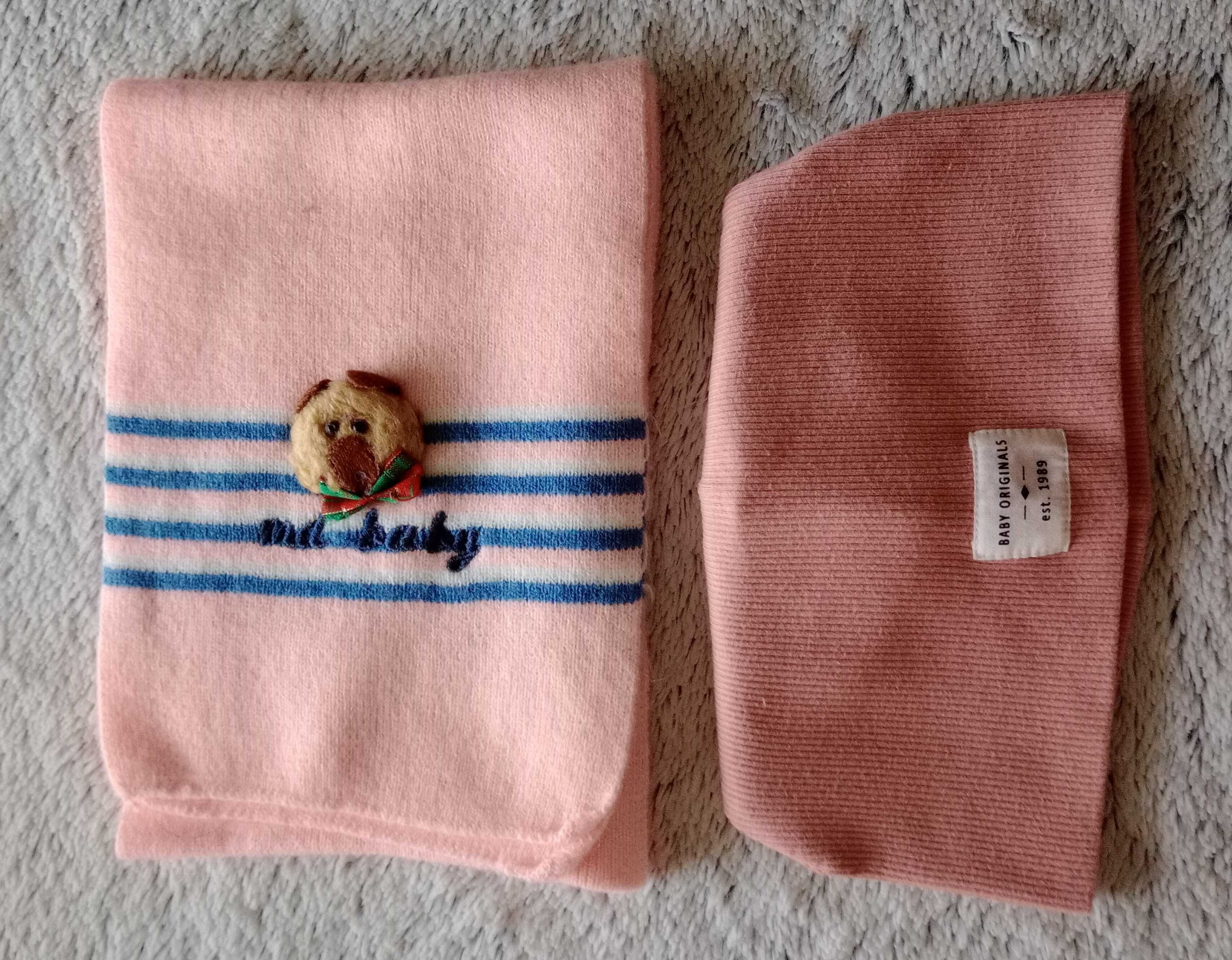 Cachecol c/ aplicação + Gorro, em malha rosa, criança Baby H&M - Novos