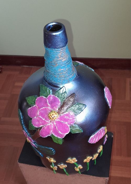 Garrafão artesanato pintado e decorafo à mão