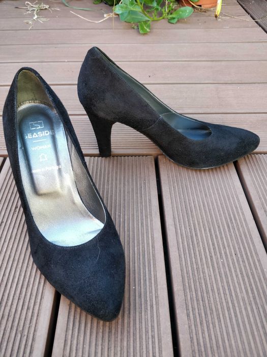 Sapatos 35 novos salto alto clássicos pretos Seaside