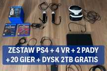 PS4 FAT+VR+4 PADY+20 GIER (GTA V, Spider-man, Mirage,TLoU2)+DYSK 2TB