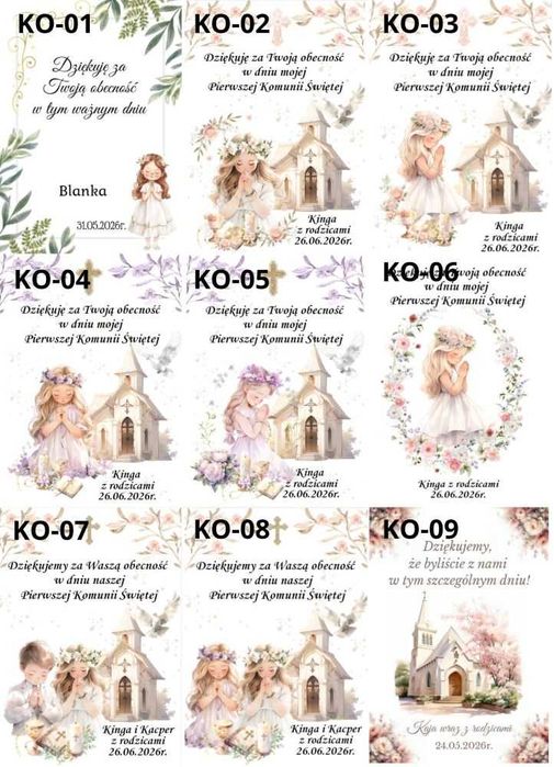 Breloczek aniołek Komunia Święta na Chrzest Podziękowanie dla gości